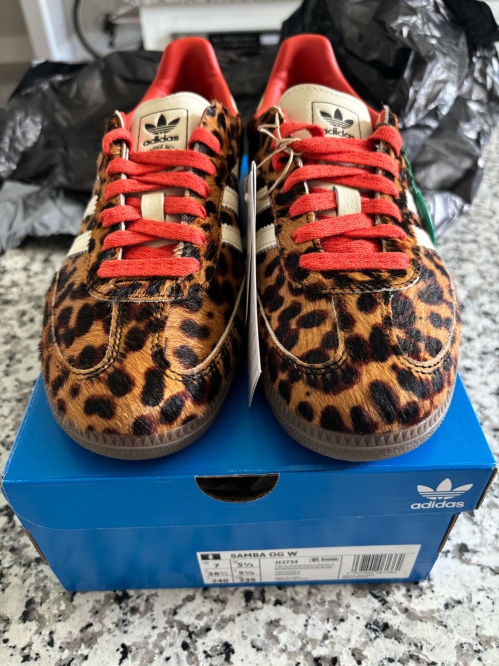 adidas Samba OG Leopard Print Sneakers - Brown/Red